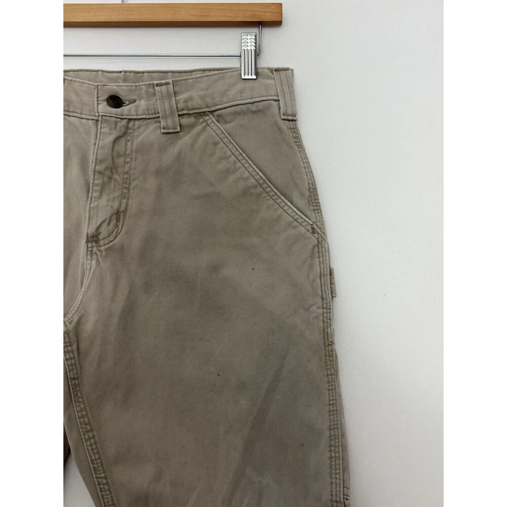 Carhartt Pants Mens 30x32 Khaki Relaxed Fit Canvas Carpenter Workwear B324 FDK